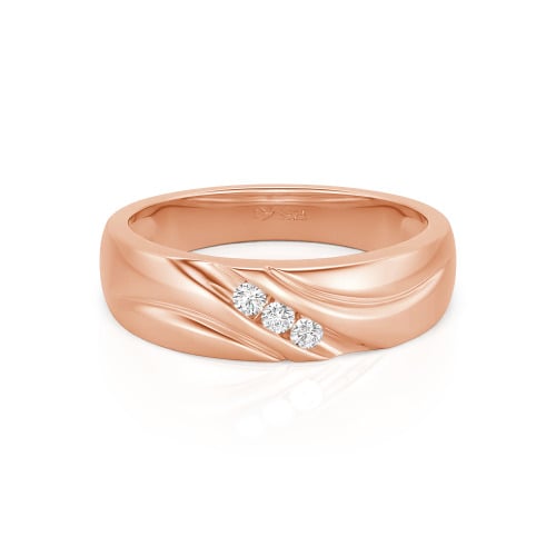 Jeulia Round Cut Three Stone Sterling Silver Men's Band