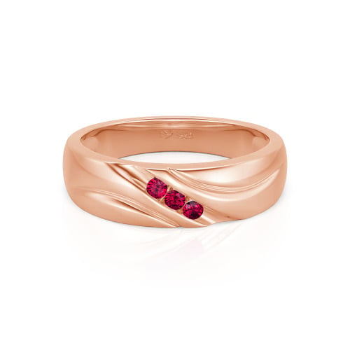 Jeulia Round Cut Three Stone Sterling Silver Men's Band