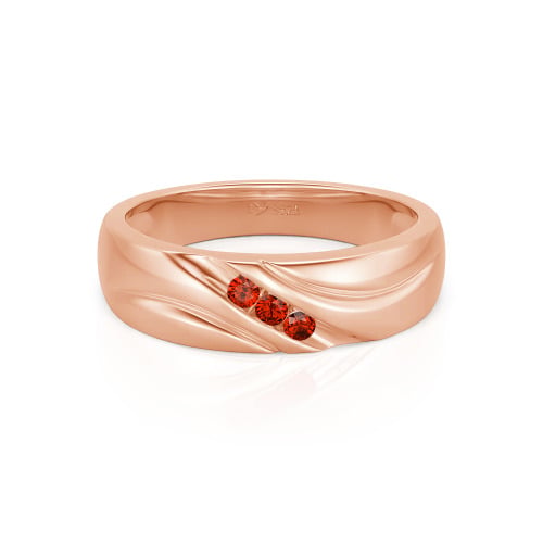 Jeulia Round Cut Three Stone Sterling Silver Men's Band