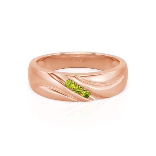 Jeulia Round Cut Three Stone Sterling Silver Men's Band