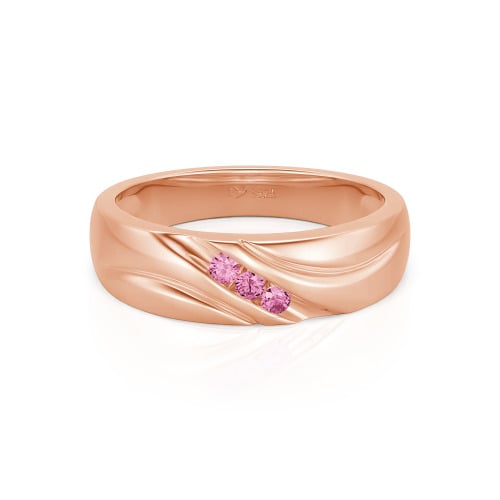 Jeulia Round Cut Three Stone Sterling Silver Men's Band