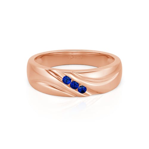 Jeulia Round Cut Three Stone Sterling Silver Men's Band