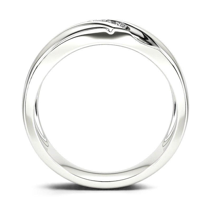 Jeulia Round Cut Three Stone Sterling Silver Men's Band