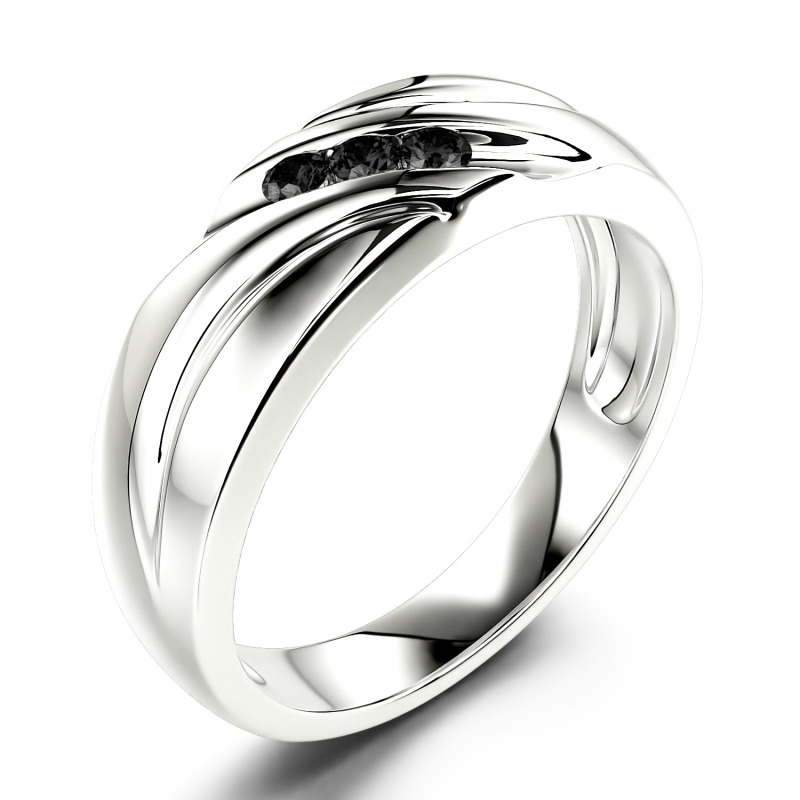 Jeulia Fedine Fidanzamento per Uomo Taglio Smeraldo in Argento Sterling