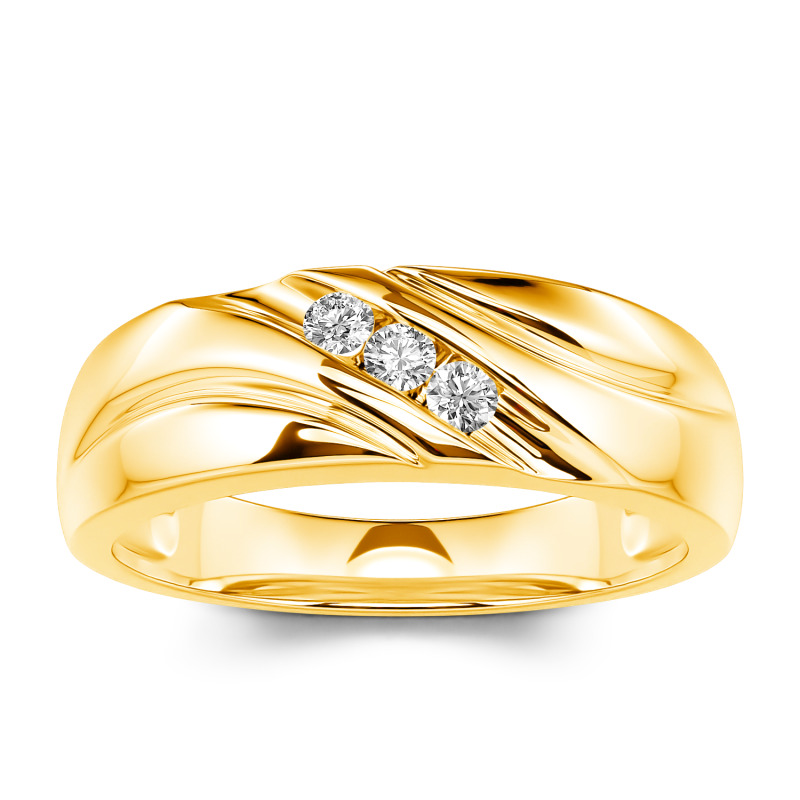 Jeulia 10K/14K/18K Gold Platinum Round Cut Three Stone Men's Band Jeulia 10K/14K/18K Gold Platinum Round Cut Three Stone Men's Band