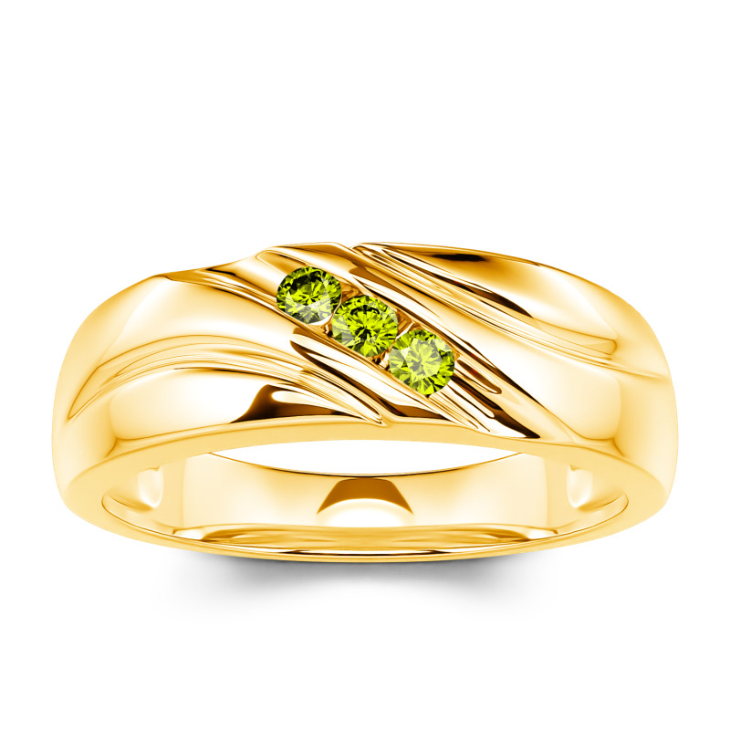 Jeulia 10K/14K/18K Or Platine Moissanite Coupe Ronde Trois Pierres Bague pour Homme