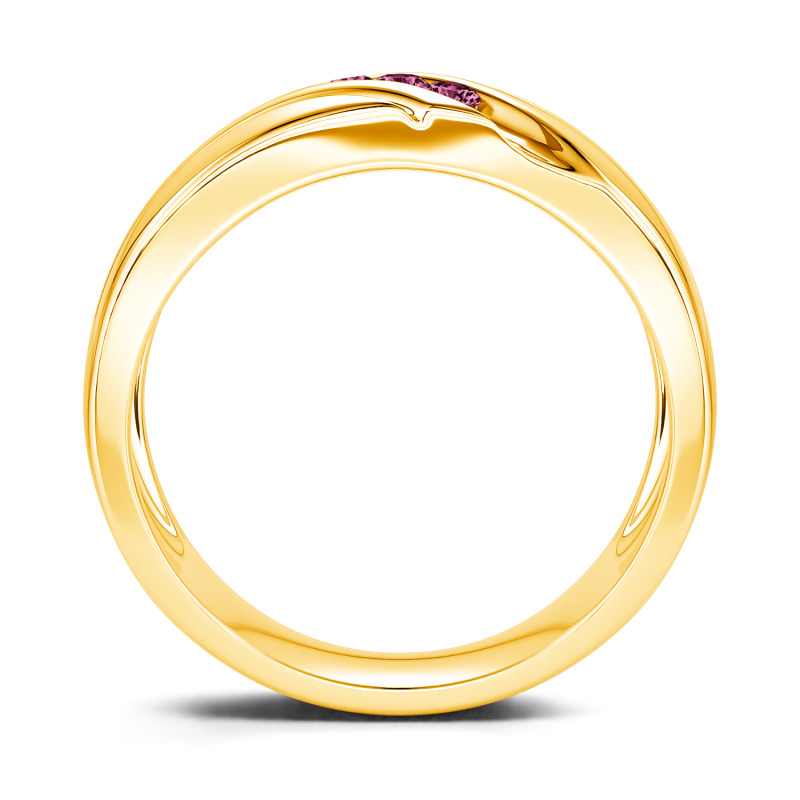 Jeulia 10K/14K/18K Gold Platinum Round Cut Three Stone Men's Band