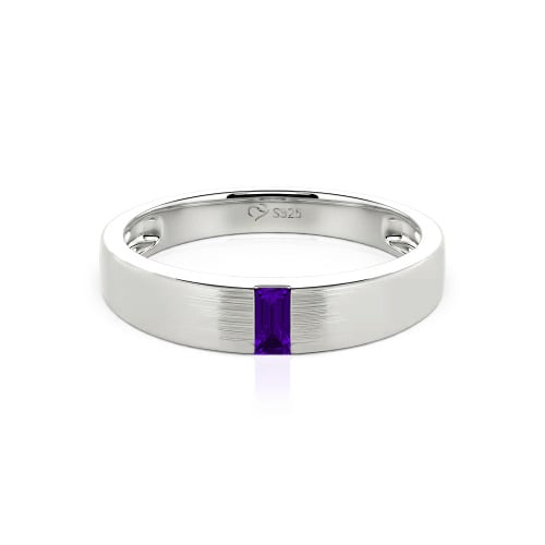 Jeulia Emerald Cut Sterling Silver Men's Classic Band