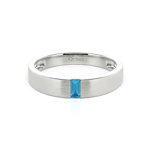 Jeulia Emerald Cut Sterling Silver Men's Classic Band