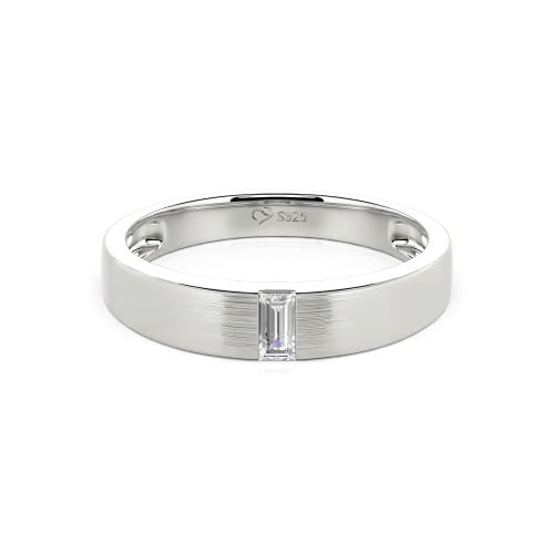 Jeulia Emerald Cut Sterling Silver Men's Classic Band