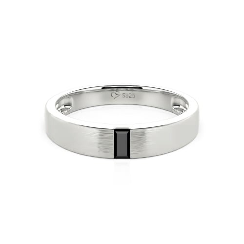 Jeulia Emerald Cut Sterling Silver Men's Classic Band