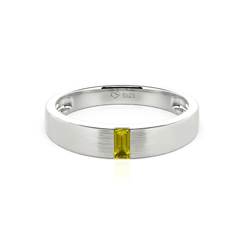 Jeulia Emerald Cut Sterling Silver Men's Classic Band