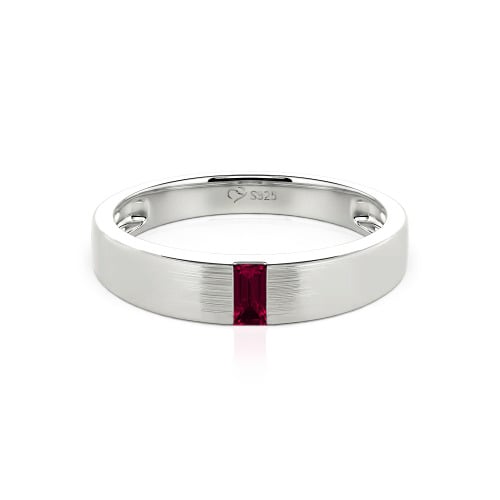 Jeulia Emerald Cut Sterling Silver Men's Classic Band