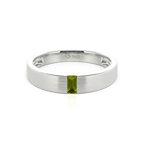 Jeulia Emerald Cut Sterling Silver Men's Classic Band