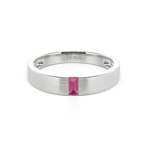 Jeulia Emerald Cut Sterling Silver Men's Classic Band