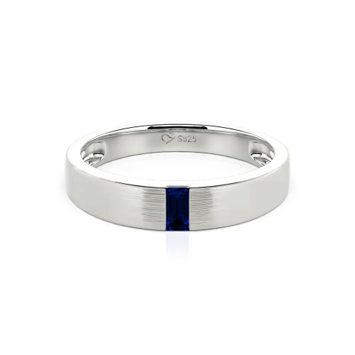 Jeulia Emerald Cut Sterling Silver Men's Classic Band