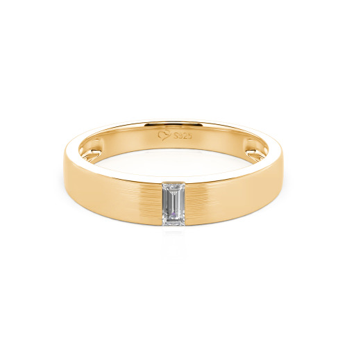 Jeulia Emerald Cut Sterling Silver Men's Classic Band
