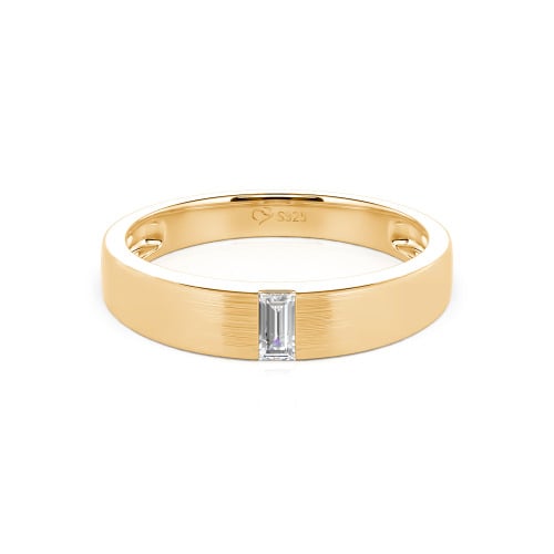 Jeulia Emerald Cut Sterling Silver Men's Classic Band