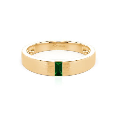 Jeulia Emerald Cut Sterling Silver Men's Classic Band