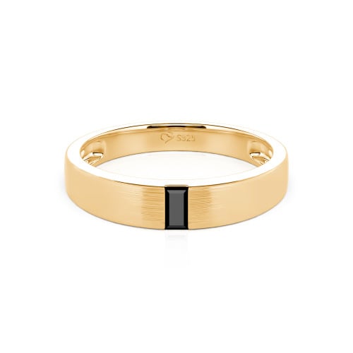 Jeulia Emerald Cut Sterling Silver Men's Classic Band