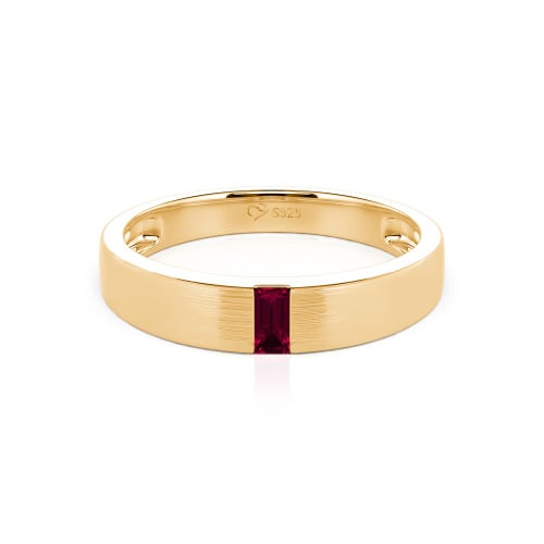 Jeulia Emerald Cut Sterling Silver Men's Classic Band