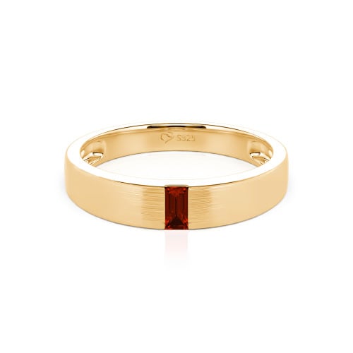 Jeulia Emerald Cut Sterling Silver Men's Classic Band