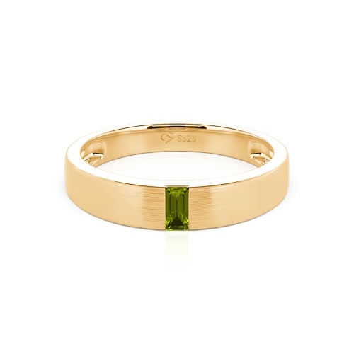 Jeulia Emerald Cut Sterling Silver Men's Classic Band