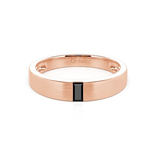 Jeulia Emerald Cut Sterling Silver Men's Classic Band