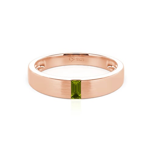 Jeulia Emerald Cut Sterling Silver Men's Classic Band