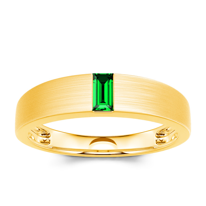 Jeulia Smaragdschliff Sterling Silber Herren Bandring klassisch