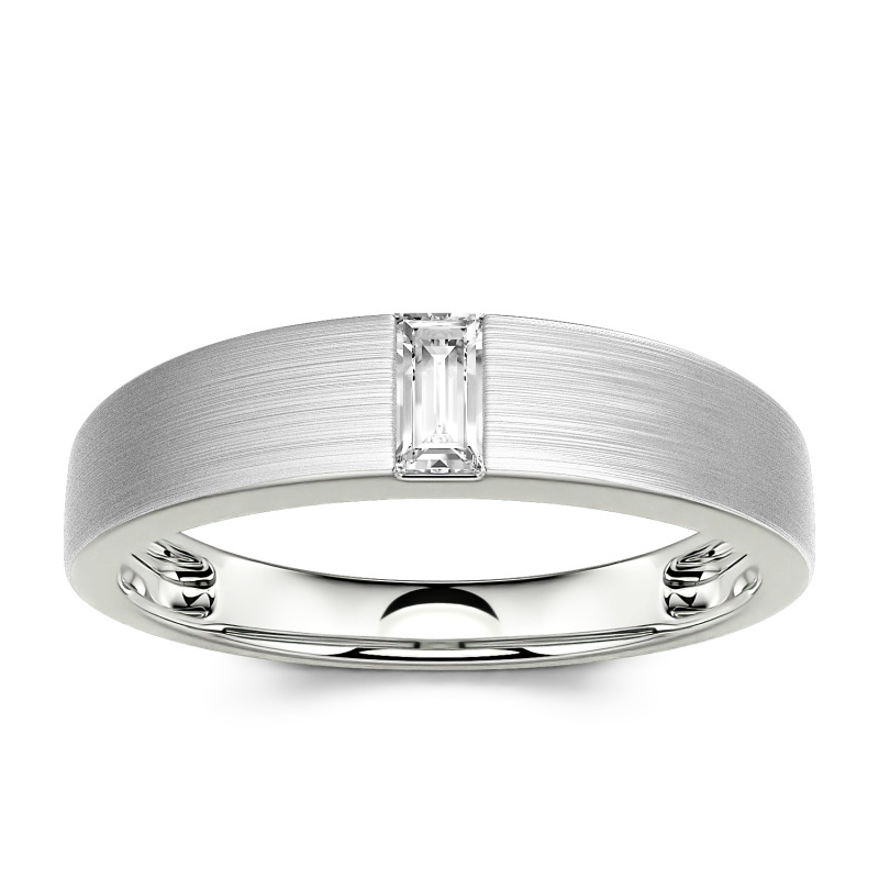 Jeulia Emerald Cut Sterling Silver Men's Classic Band