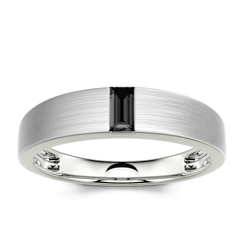 Jeulia Emerald Cut Sterling Silver Men's Classic Band