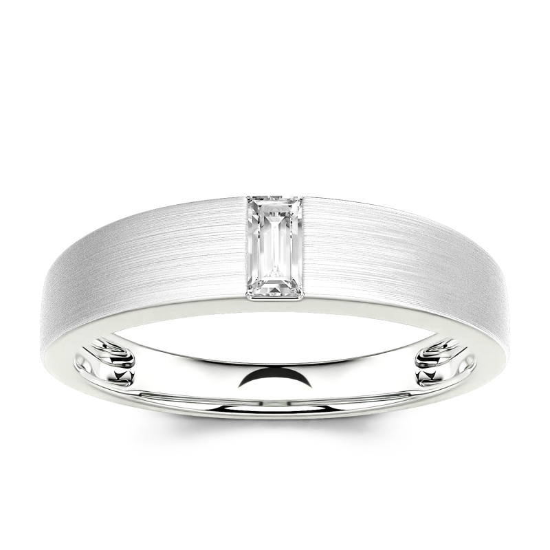 Jeulia Emerald Cut Sterling Silver Men's Classic Band