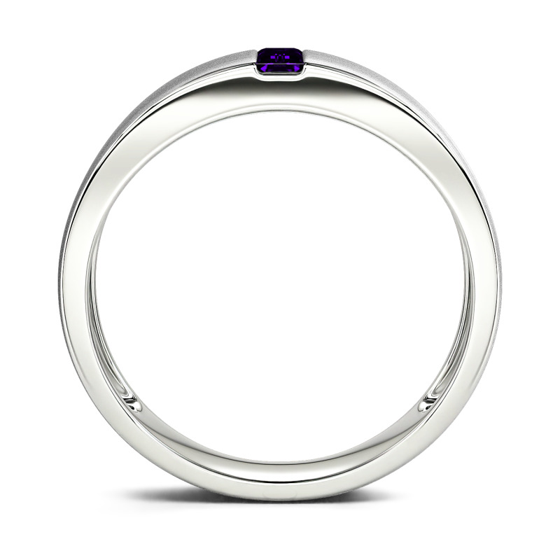 Jeulia Emerald Cut Sterling Silver Men's Classic Band