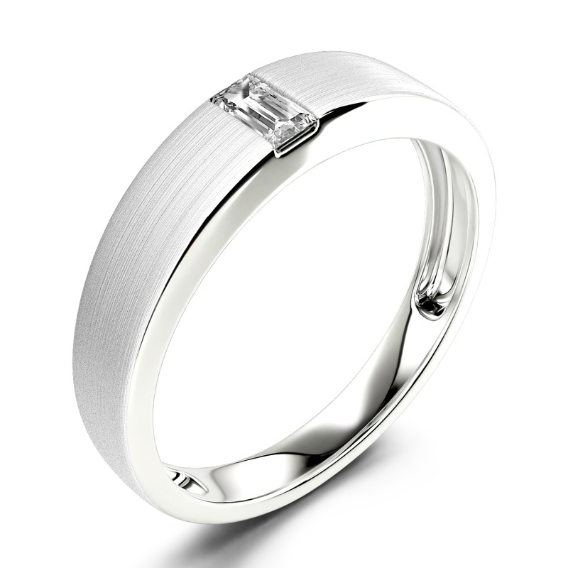 Jeulia Emerald Cut Sterling Silver Men's Classic Band