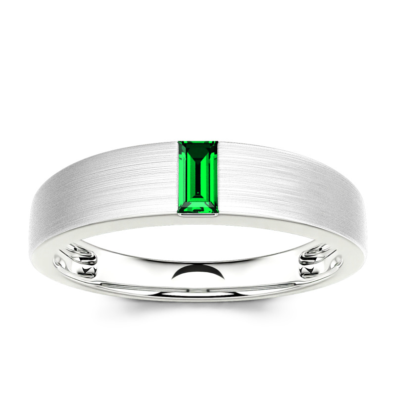 Jeulia 10K/14K/18K Gold Platinum Emerald Cut Men's Classic Band