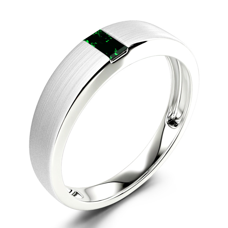 Jeulia 10K/14K/18K Gold Platinum Emerald Cut Men's Classic Band