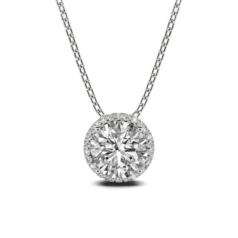 Jeulia Halo Round Cut Sterling Silver Necklace
