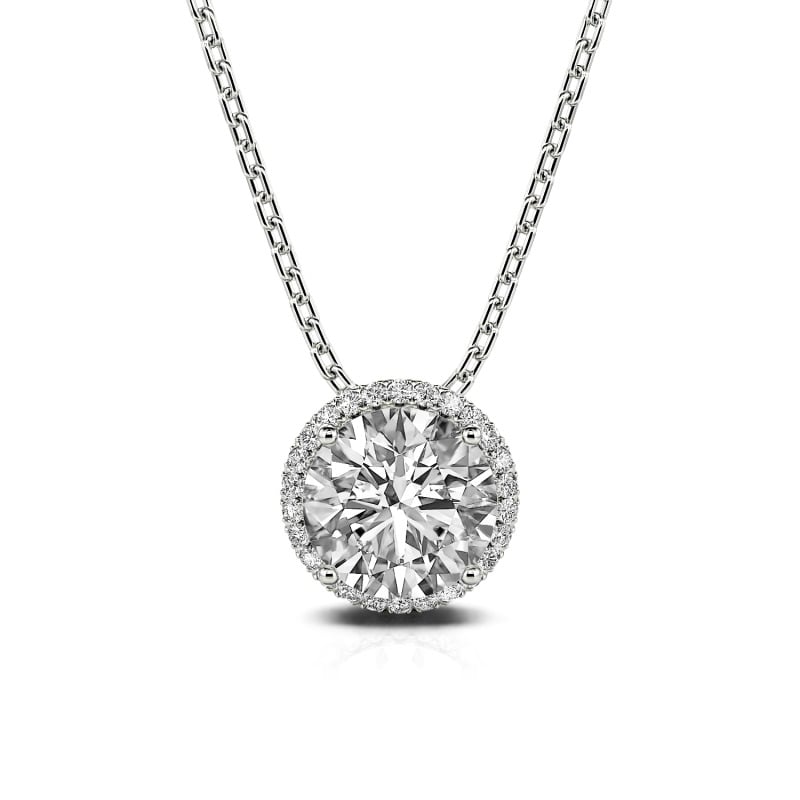 Jeulia Halo Round Cut Sterling Silver Necklace