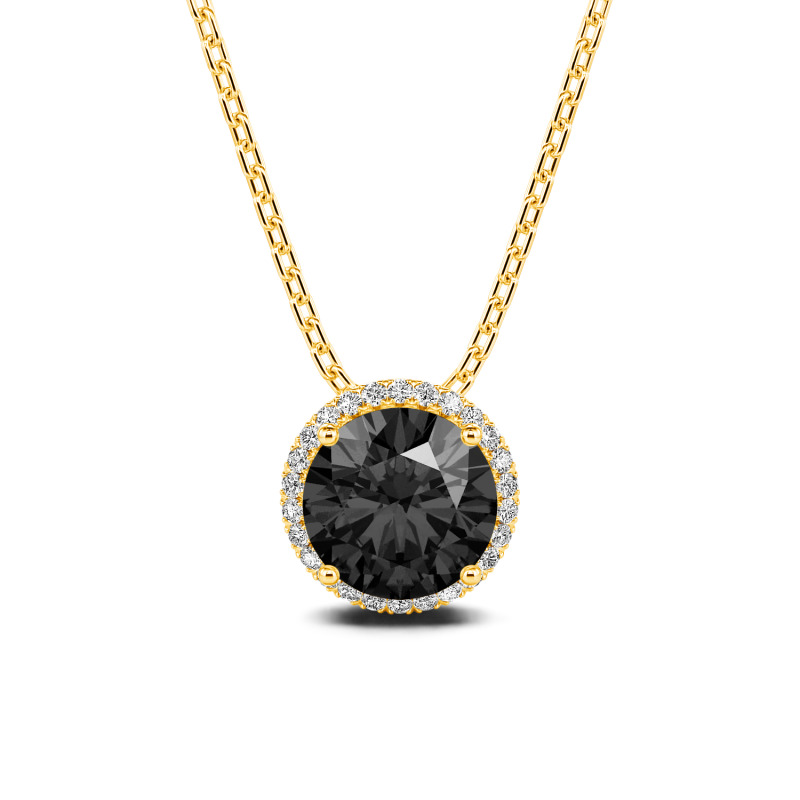 Jeulia 10K/14K/18K Gold Platinum Halo Round Cut Necklace