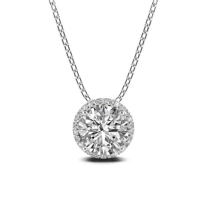 Jeulia Collier 10K/14K/18K Or Platine Moissanite Halo Coupe Ronde Cadeau