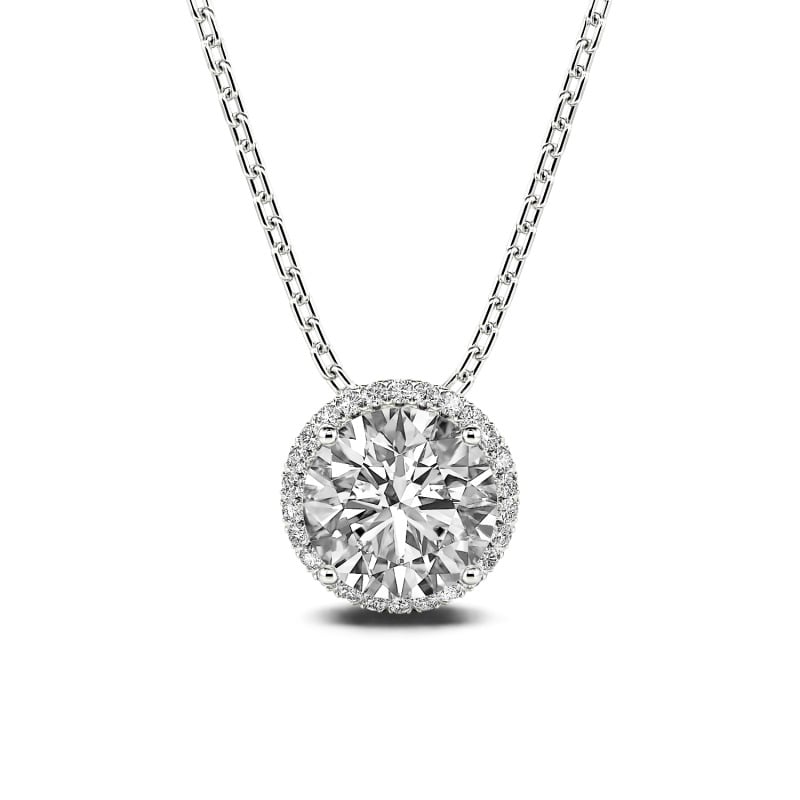 Jeulia 10K/14K/18K Gold Platinum Halo Round Cut Necklace
