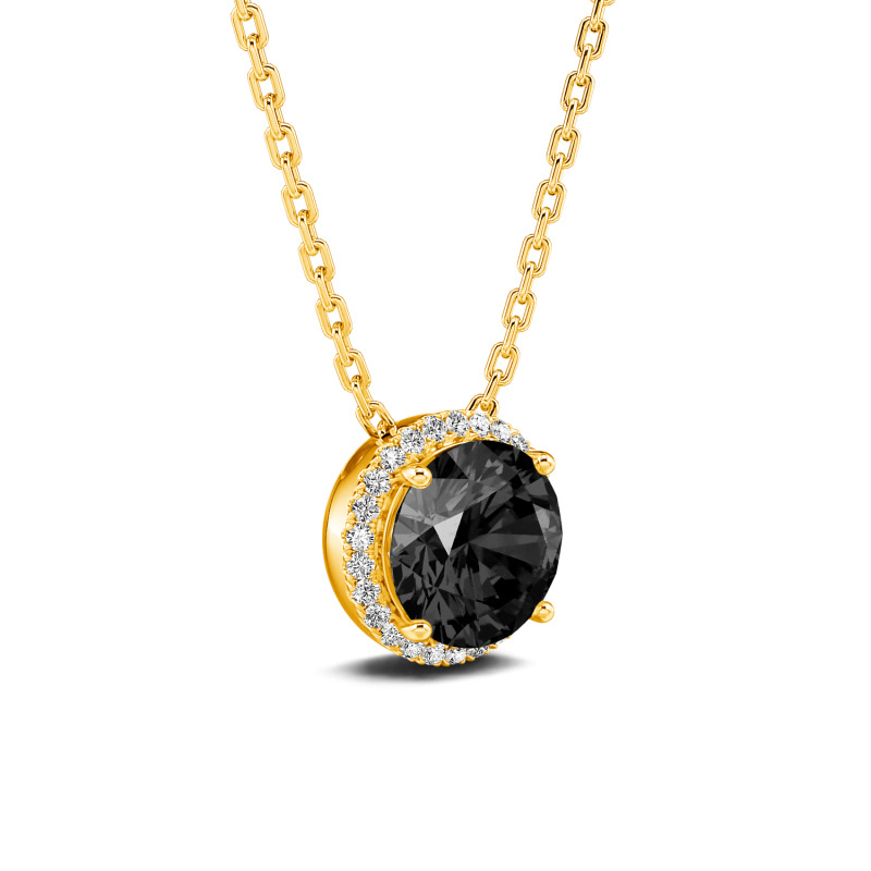 Jeulia 10K/14K/18K Gold Platinum Halo Round Cut Necklace
