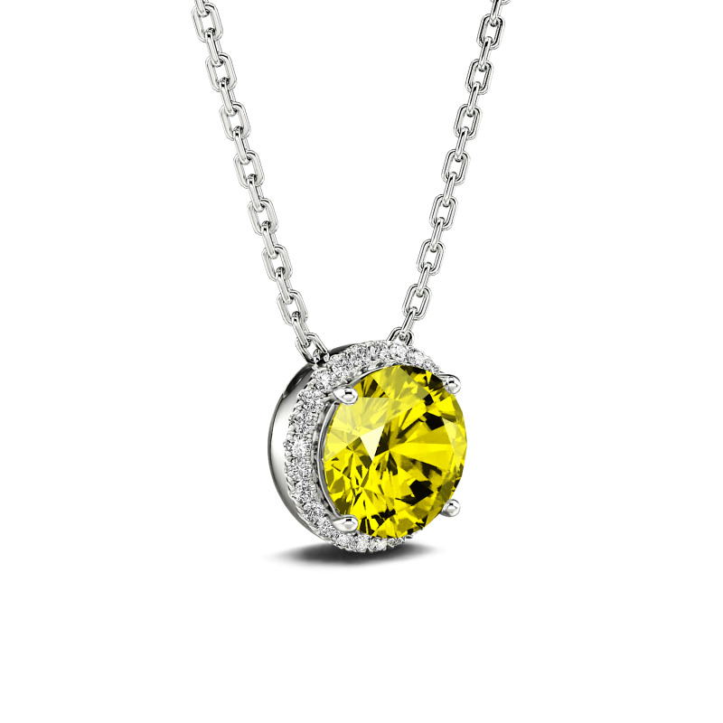 Jeulia 10K/14K/18K Gold Platinum Halo Round Cut Necklace