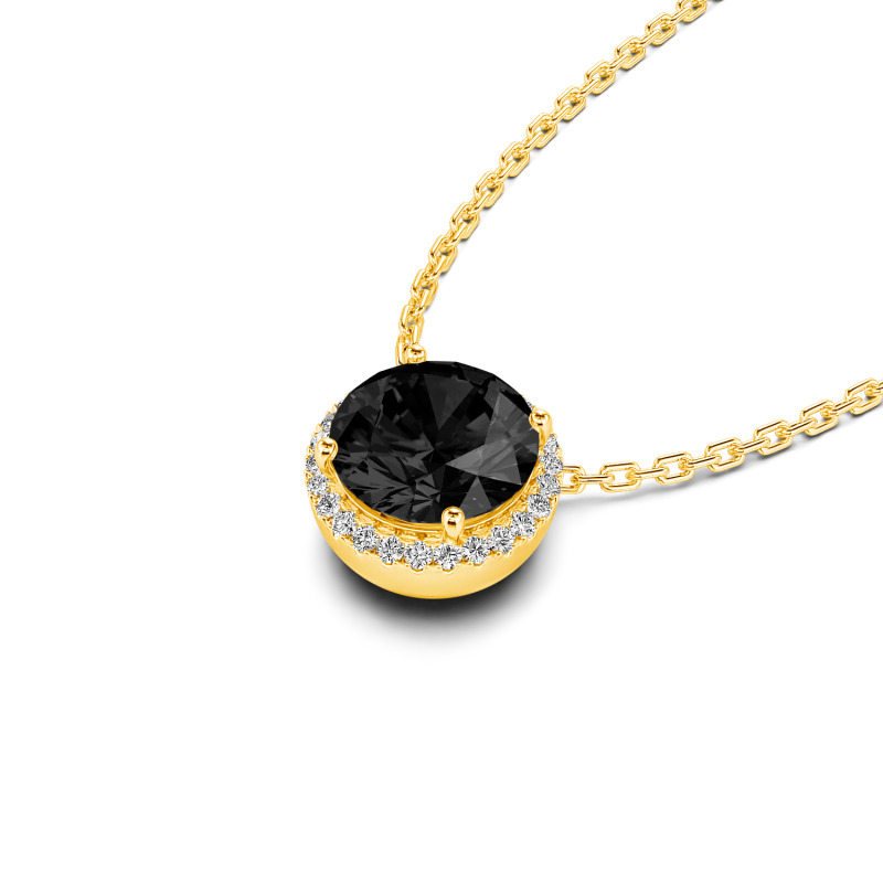 Jeulia 10K/14K/18K Gold Platinum Halo Round Cut Necklace