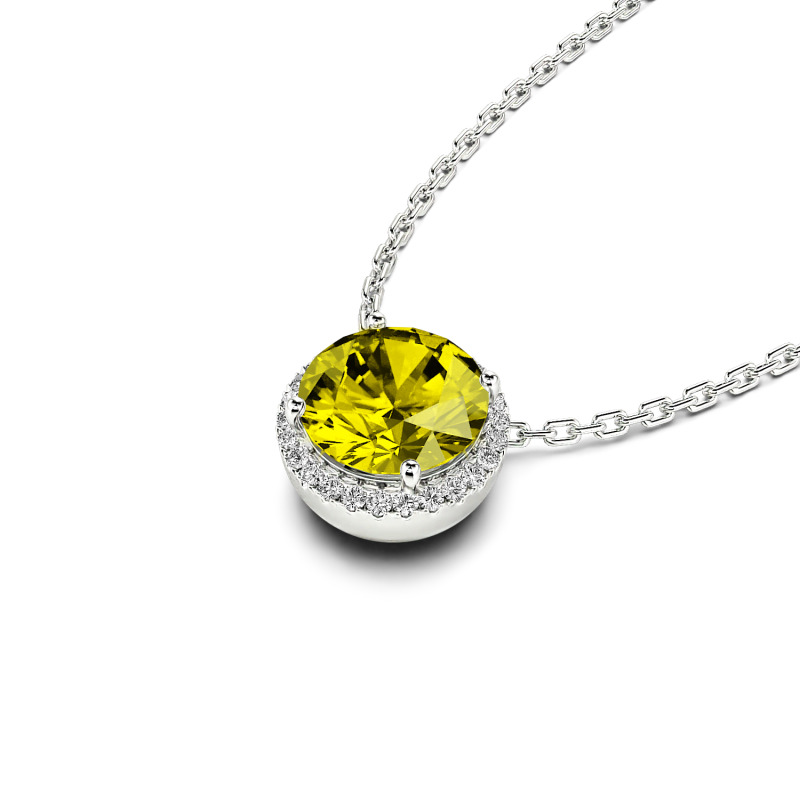 Jeulia 10K/14K/18K Gold Platinum Halo Round Cut Necklace