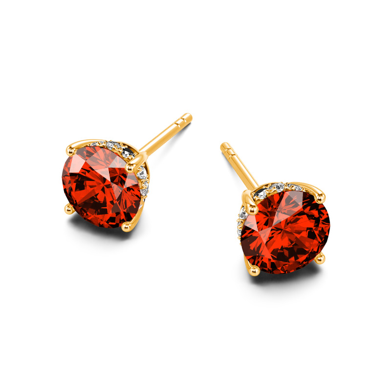 Jeulia Round Cut Sterling Silver Stud Earrings