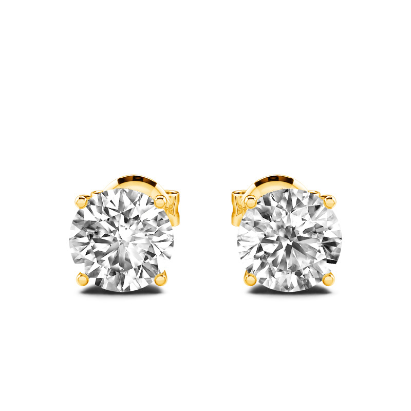 Jeulia 10K/14K/18K Gold Platinum Round Cut Stud Earrings