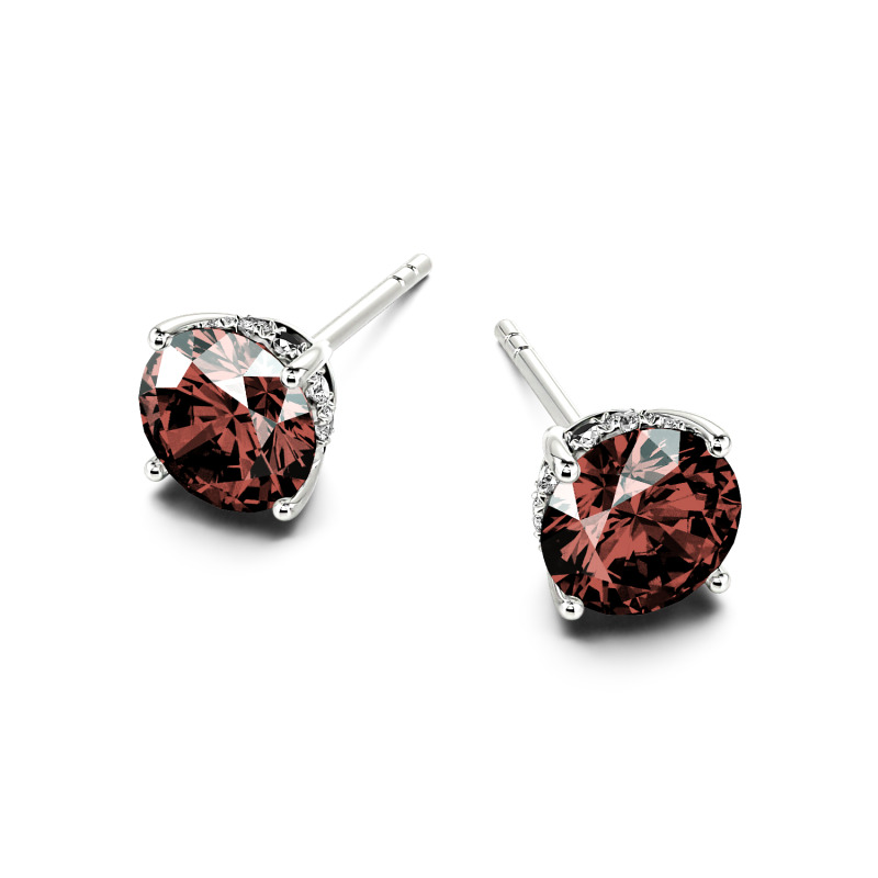 Jeulia 10K/14K/18K Gold Platinum Round Cut Stud Earrings