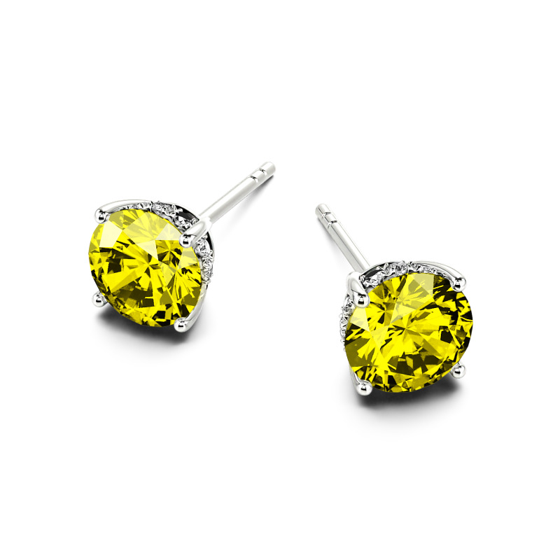 Jeulia 10K/14K/18K Gold Platinum Round Cut Stud Earrings